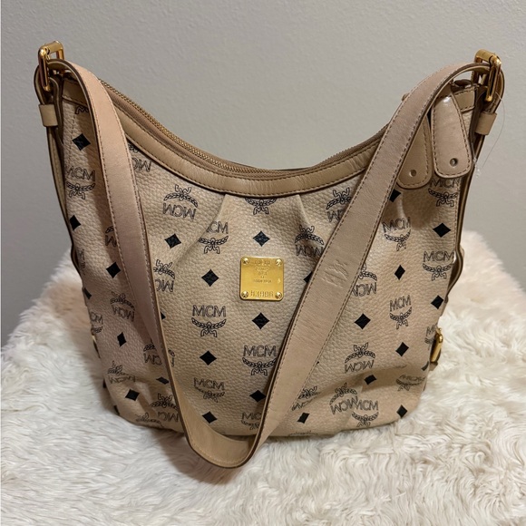 MCM Handbags - MCM Tan Monogram Shoulder Bag